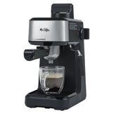 Mr. Coffee vista frontal de la cafetera con portafiltro y controles, facilita espressos caseros