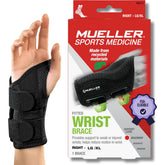 MUELLER férula frontal en empaque mostrando soporte y ajuste