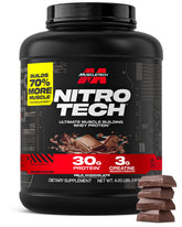MuscleTech Nitro‑Tech frente del bote mostrando diseño y sabor chocolate