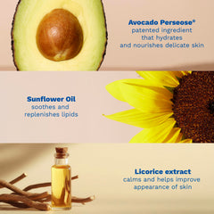 Mustela detalle de ingredientes con aguacate y aceite de girasol calmantes
