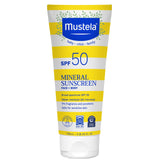 Mustela frasco frontal mostrando diseño y SPF 50 para protección familiar
