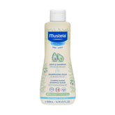 Mustela front bottle displaying gentle formula and clear packaging benefit