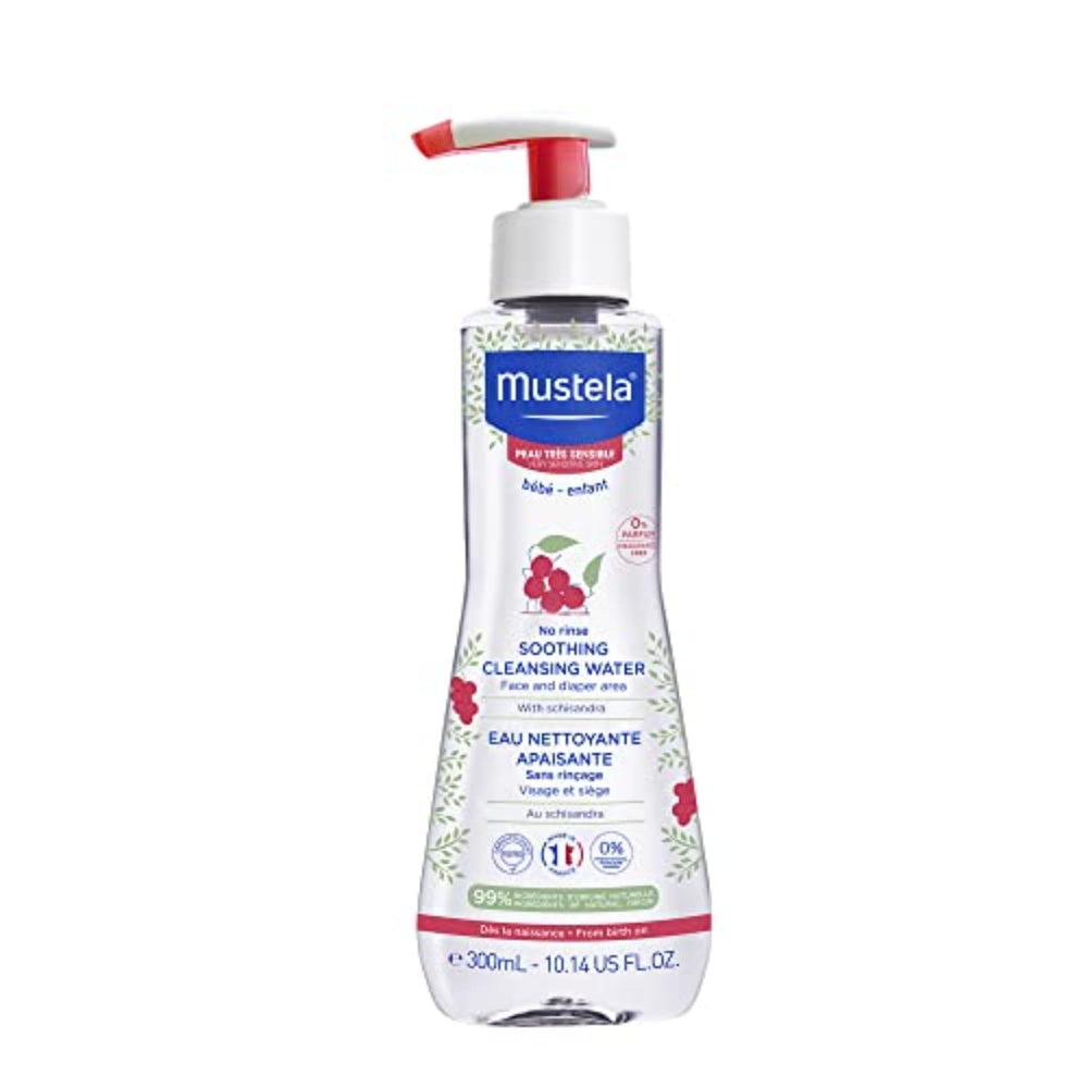 Mustela botella frontal del agua micelar sin enjuague para limpieza rápida