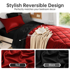 MUXHOMO edredón reversible mostrando lado rojo, aporta calidez y estilo