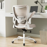 MUXX.STIL vista frontal de la silla khaki con soporte ergonómico, cómoda y profesional