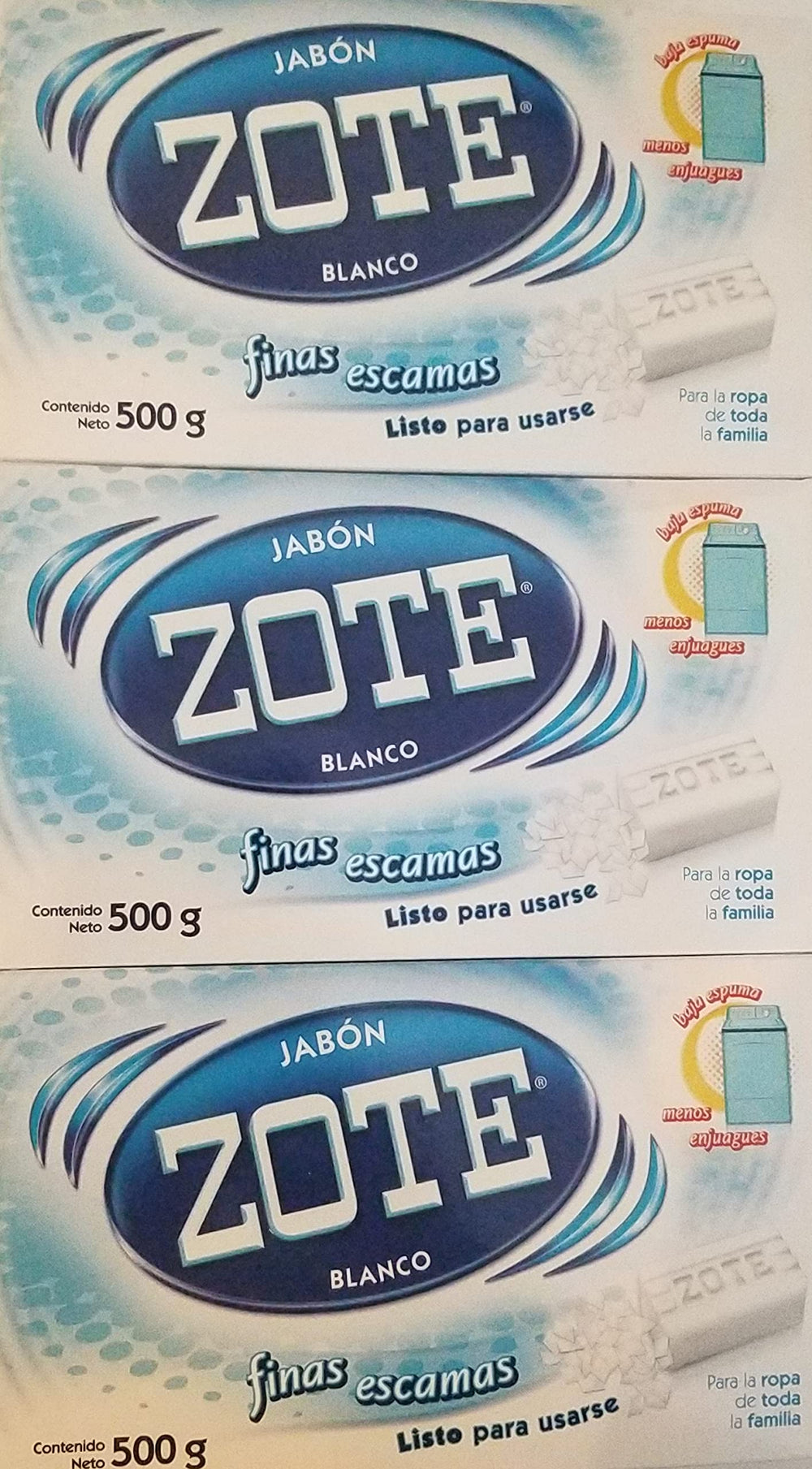 my brand paquete frontal de Jabon Zote Blanco mostrando etiqueta y ahorro