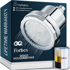 myhalos cabezal frontal cromado, mejor control de agua