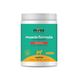 MYOS CANINE MUSCLE FORMULA frente del envase mostrando peso y formato, confianza visual