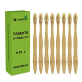 N-amboo cepillo frontal del pack mostrando mangos biodegradables y apariencia limpia