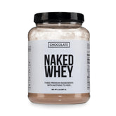 NAKED envase frontal de Whey Chocolate mostrando simplicidad y transparencia