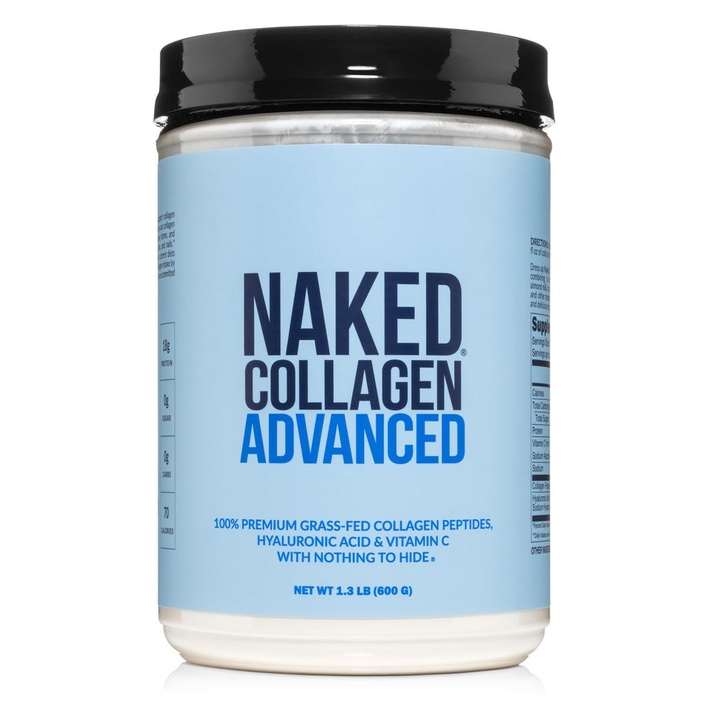 NAKED envase frontal del Collagen Advanced mostrando diseño y cantidad