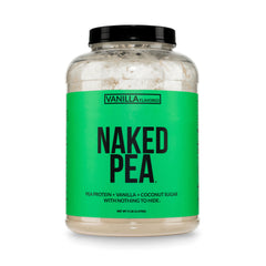 Naked Pea empaque frontal que muestra la marca y beneficios claros