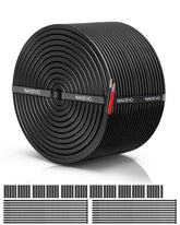 NAOEVO rollo de cable 18 AWG frontal mostrando longitud y color, fiabilidad