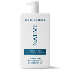 Native envase frontal Sea Salt & Cedar mostrando tamaño 36 fl oz y aroma