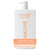 Native botella 36 oz frontal mostrando tamaño y etiqueta, ideal para ahorro