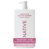 Native gel corporal 36 oz frontal mostrando la botella y el diseño, cómodo para familias