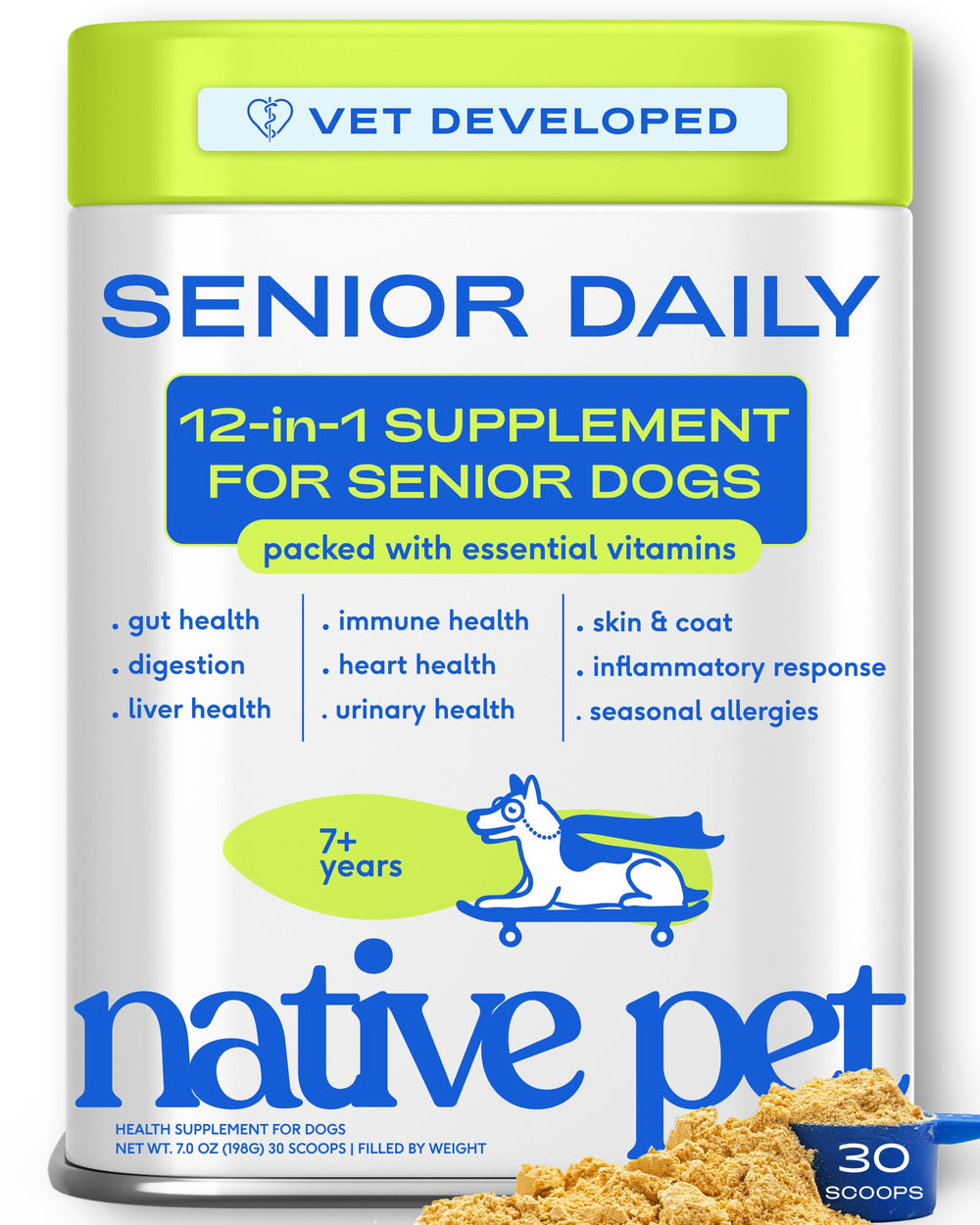 Native Pet frente del empaque mostrando el producto y beneficios visibles