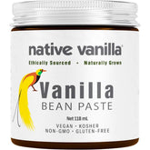Native Vanilla frasco frente mostrando etiqueta clara y diseño atractivo, conveniencia y calidad