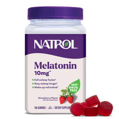 Natrol envase frontal mostrando 190 gomitas, conveniencia prolongada
