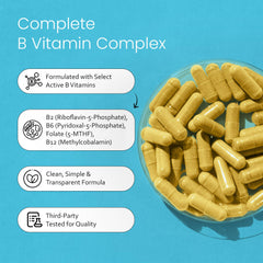 NaturaLife Labs etiqueta con lista de vitaminas B visibles para transparencia