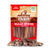 Natural Farm paquete frontal mostrando 10 bully sticks y beneficios claros