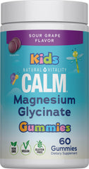 Natural Vitality Kids Calm frontal del envase mostrando sabor uva y facilidad de uso