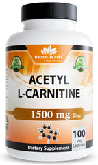 NaturaLife Labs botella frontal mostrando ALCAR 1500 mg, claridad de etiqueta