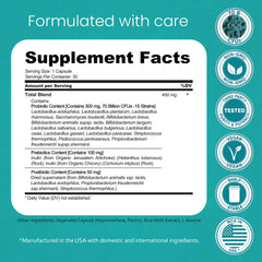 NaturaLife Labs etiqueta con ingredientes y listado de 15 cepas probióticas