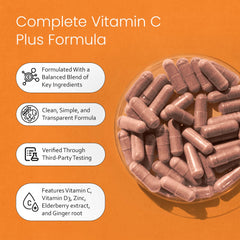Polvo de la mezcla de vitamina C NaturaLife Labs resaltando la densidad y calidad de ingredientes