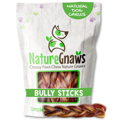 Nature Gnaws paquete frontal mostrando los palitos trenzados beneficios para digestión