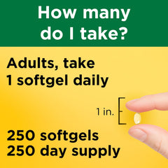 Nature Made softgel D3 en mano listo para toma diaria y comodidad