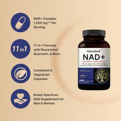 NatureBell etiqueta de ingredientes indicando NAD, resveratrol y CoQ10