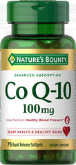 Nature's Bounty frasco CoQ10 100 mg frente muestra contenido