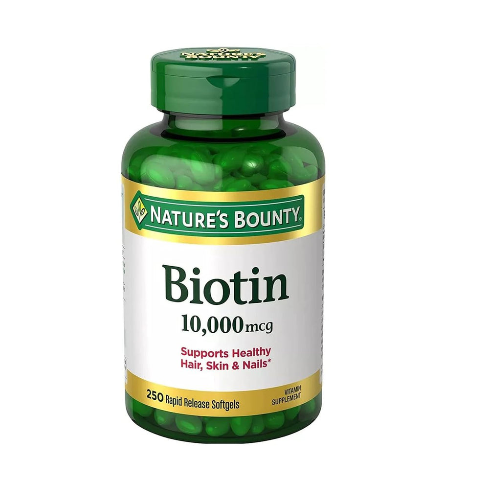 Nature's Bounty frasco delantero con 250 softgels mostrando etiqueta clara y beneficios
