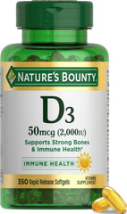 Nature's Bounty frontal del envase mostrando etiqueta y beneficio de 2000 IU