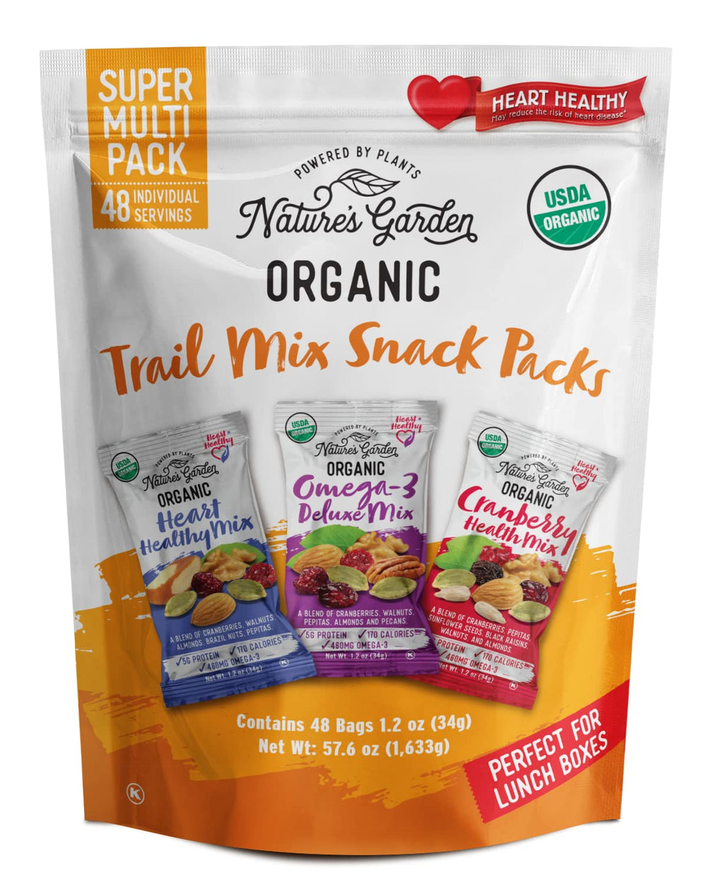 Nature's Garden frente del empaque mostrando pack de 48 sobres, práctico para ahorrar