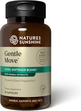 Nature's Sunshine frasco Gentle Move frontal mostrando 90 cápsulas, facilidad de uso