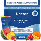 Nectar Calm frente del empaque mostrando 30 sobres y beneficios relajantes