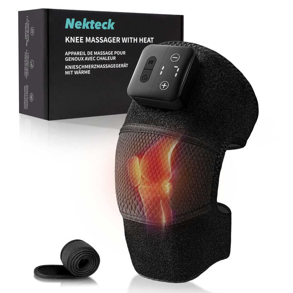 Nekteck vista frontal del masajeador mostrando controles y diseño ergonómico