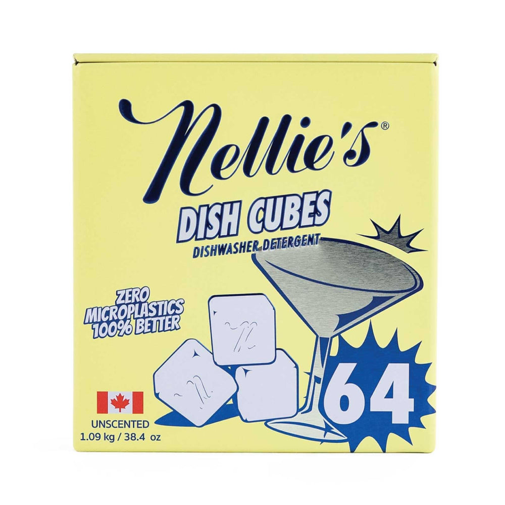 Nellie's lata frontal mostrando 64 cubos y conveniencia de almacenamiento