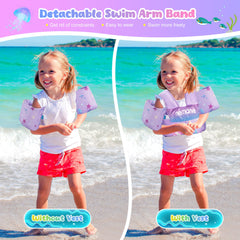 NEMONE niño usando chaleco en piscina con control y protección