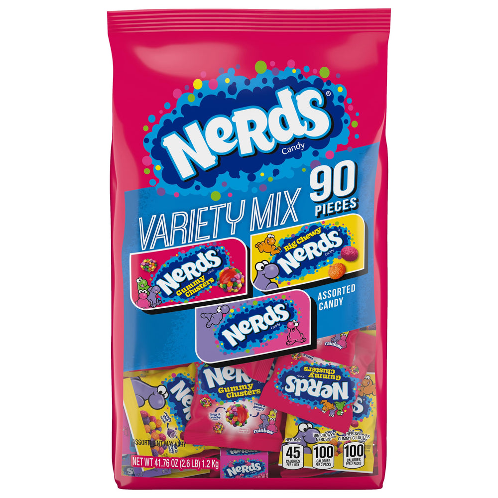 NERDS frente del empaque mostrando variedad y porciones individuales