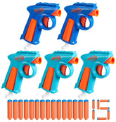 Hasbro Nerf frontal del pack mostrando los cinco blasters y dardos