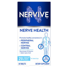 Nervive frente del empaque mostrando la marca y beneficio de apoyo nervioso