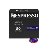 Nespresso Altissio Decaffeinato caja frontal que muestra 50 cápsulas y conveniencia