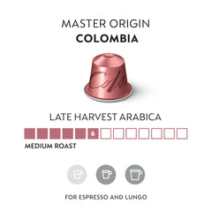Detalle de una cápsula Nespresso Colombia que muestra textura y sello para frescura
