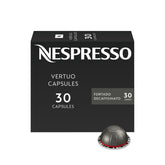 Nespresso Fortado Decaffeinato empaque frontal mostrando 30 cápsulas y beneficio de frescura