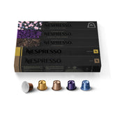 Nespresso pack frontal mostrando las 50 cápsulas y variedad de sabores, versatilidad inmediata