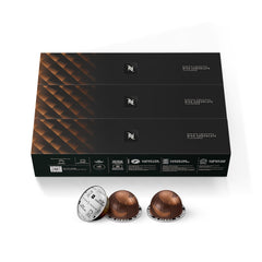 Nespresso cápsula Rich Chocolate primer plano de textura y sellado, detalle de calidad