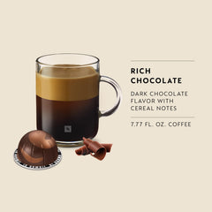 Nespresso taza de 7,77 fl. oz. con Rich Chocolate, aroma visible y aspecto cremoso